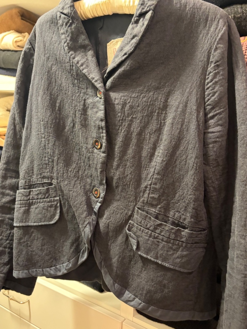 Hannoh Wessel Anthracite Linen Blazer Jacket Made in Italy FR 38